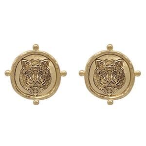 Vintage gold Tiger Head Earrings